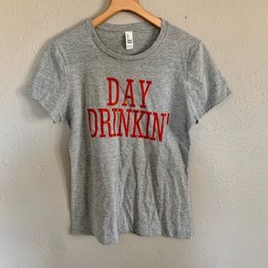 Gray Graphic Tee with Red Print